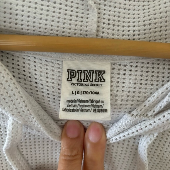 Pink Victoria’s Secret pullover eyelet hoodie Size Large - Picture 7 of 8